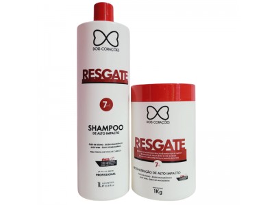 Kit Mascara +Shampoo Resgate Total 7em1 Dois Corações 2x1L