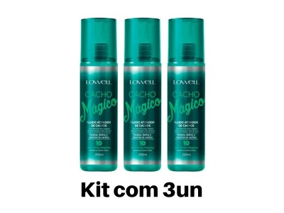 Kit com 3 Fluido Cachos Magicos Lowell 200ml